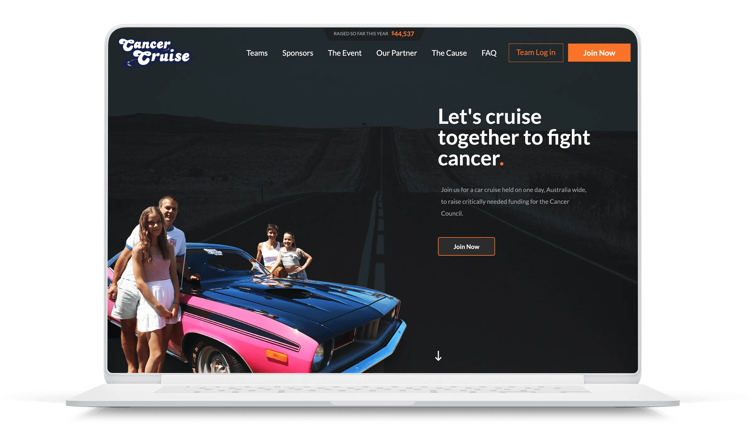 Cancer cruise website homepage